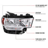 2019-2024 Dodge Ram 2500 3500 Factory Style Crystal Headlight - Passenger Side Only (Chrome Housing / Clear Lens)