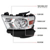 2019-2024 Dodge Ram 1500 Factory Style Crystal Headlight - Driver Side Only (Chrome Housing / Clear Lens)