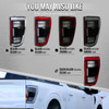 2021-2023 Ford F-150 Full LED Tail Lights with White Light Bar Sequential Turn Signal, Startup Animation & Factory BSM Compatibility (Black Housing / Clear Lens)