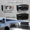 2006–2008 Dodge RAM 1500 / 2006–2009 RAM 2500 3500 Projector Headlights with Switchback Amber LED Strips, Sequential Turn Signals, DRL & Startup Animation (Black Housing / Smoked Lens)