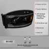 2006–2008 Dodge RAM 1500 / 2006–2009 RAM 2500 3500 Projector Headlights with Switchback Amber LED Strips, Sequential Turn Signals, DRL & Startup Animation (Black Housing / Smoked Lens)