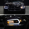 2011-2014 Dodge Charger Projector Headlights w/ LED DRL Light Strip Sequential Turn Signal and Side Marker  (Black Housing / Smoked Lens)