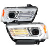 2011-2014 Dodge Charger HID Projector Headlights w/ LED DRL Light Strip Sequential Turn Signal and Side Marker  (Chrome Housing / Clear Lens)