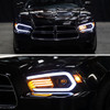 2011-2014 Dodge Charger Projector Headlights w/ LED DRL Light Strip Sequential Turn Signal and Side Marker  (Black Housing / Clear Lens)