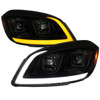 2005–2010 Chevrolet Cobalt Pontiac G5/Pursuit Projector Headlights w/ Switchback LED Turn Signal DRL Light Strip (Black Housing / Smoked Lens)