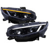 2016-2021 Honda Civic Projector Headlights w/ Switchback LED Sequential Turn Signals DRL Parking Light Strip (Glossy Black Housing  / Smoked Lens)