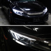 2016-2021 Honda Civic Projector Headlights w/ Switchback LED Sequential Turn Signals DRL Parking Light Strip (Matte Black Housing  / Clear Lens)