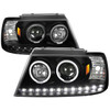 2002-2005 Ford Explorer Dual Halo Projector Headlights (Matte Black Housing/Clear Lens)