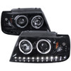 2002-2005 Ford Explorer Dual Halo Projector Headlights (Glossy Black Housing/Smoked Lens)