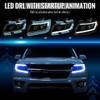 2015-2022 Chevrolet Colorado Projector Headlights w/ LED DRL Light Strip Sequential Turn Signal and Side Marker  (Black Housing / Smoked Lens)