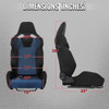 Universal Fully Reclinable Black Suede Blue Mesh Bucket Racing Seat w/ Sliders - Single Seat