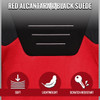 Universal Fully Reclinable Black Red Suede High Bolster Bucket Racing Seat w/ Sliders - Single Seat