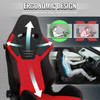 Universal Fully Reclinable Black Red Suede High Bolster Bucket Racing Seat w/ Sliders - Single Seat