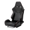 Universal Fully Reclinable Black PU Leather Bucket Racing Seat w/ Sliders - Single Seat