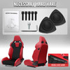 Universal Fully Reclinable Red PU Leather Black Suede Bucket Racing Seat w/ Sliders - Single Seat