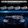 2011-2014 Dodge Charger HID Projector Headlights w/ LED DRL Light Strip Sequential Turn Signal and Side Marker  (Chrome Housing / Clear Lens)