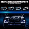 2011-2014 Dodge Charger HID Projector Headlights w/ LED DRL Light Strip Sequential Turn Signal and Side Marker  (Black Housing / Clear Lens)