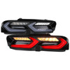 2019-2024 Chevrolet Camaro Sequential LED Turn Signal C8-Style Tail Lights (Black Housing / Smoked Lens)