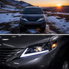 2011-2020 Toyota Sienna Switchback Sequential LED Bar Projector Headlights (Black Housing / Smoked Lens)