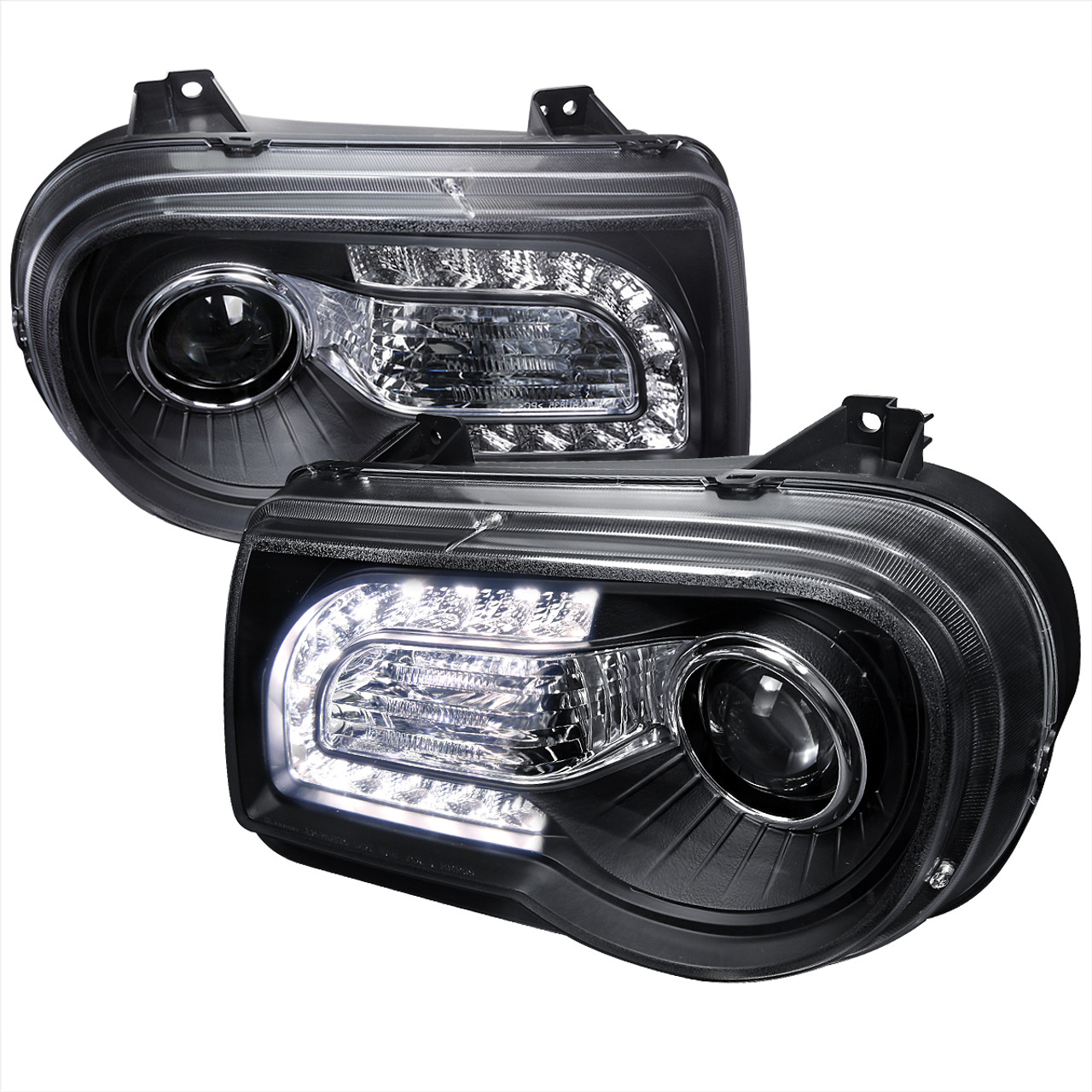 2005-2010 Chrysler 300 Projector Headlights w/ LED Light Strip