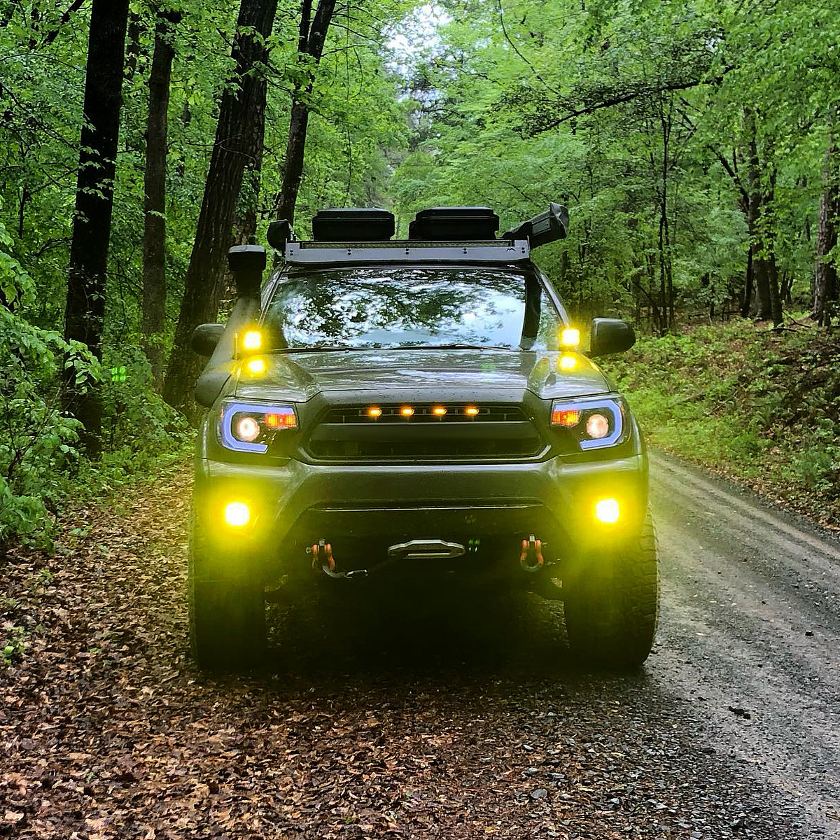 Spec-D Tuning Jet Black LED Tube Projector Headlights For 2012-2015 Toyota Tacoma | Left & Right Pair | DOT/SAE Certified