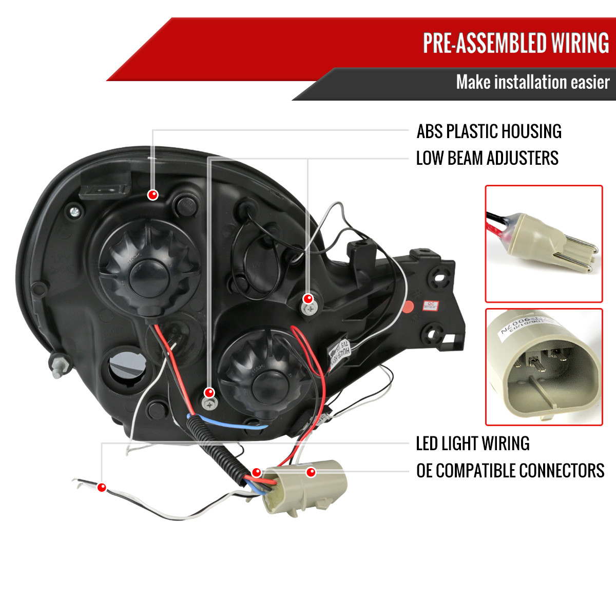 2002-2003 Subaru Impreza Dual Halo Bug Eye Projector Headlights