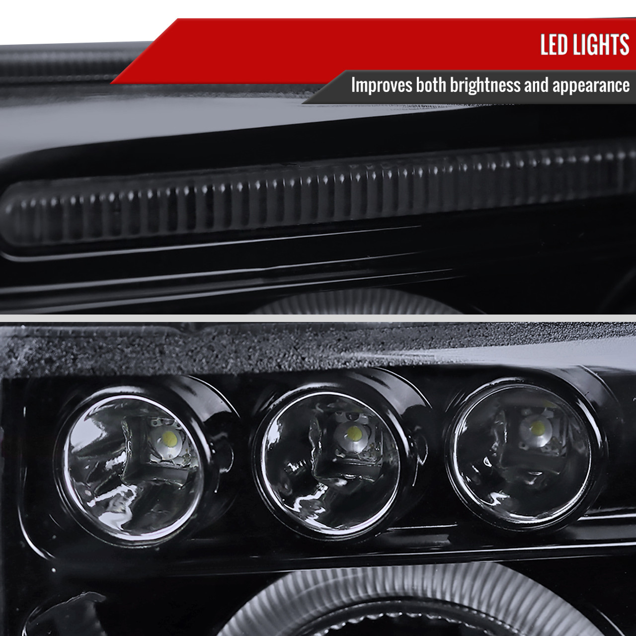 1994-2001 Dodge RAM 1500 2500 3500 Dual Halo Projector Headlights