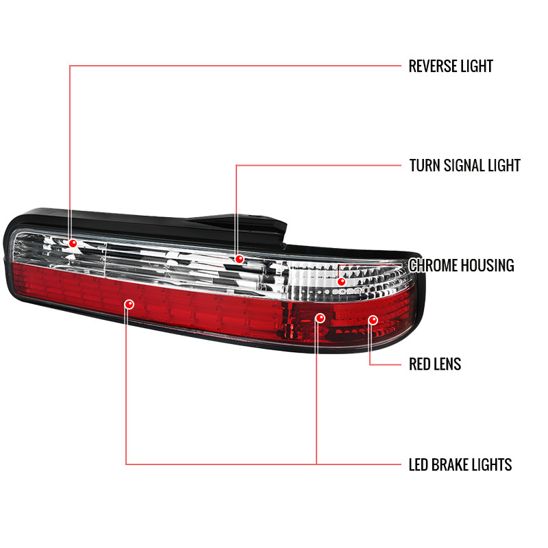 1989-1994 Nissan 240SX S13 Coupe LED Tail Lights (Chrome Housing