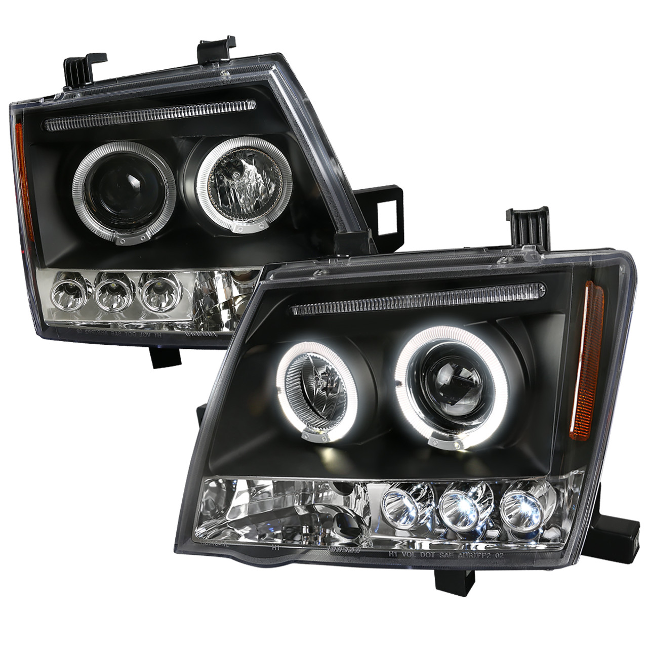 2005-2012 Nissan Xterra Dual Halo Projector Headlights (Matte Black  Housing/Clear Lens) K2 Motor
