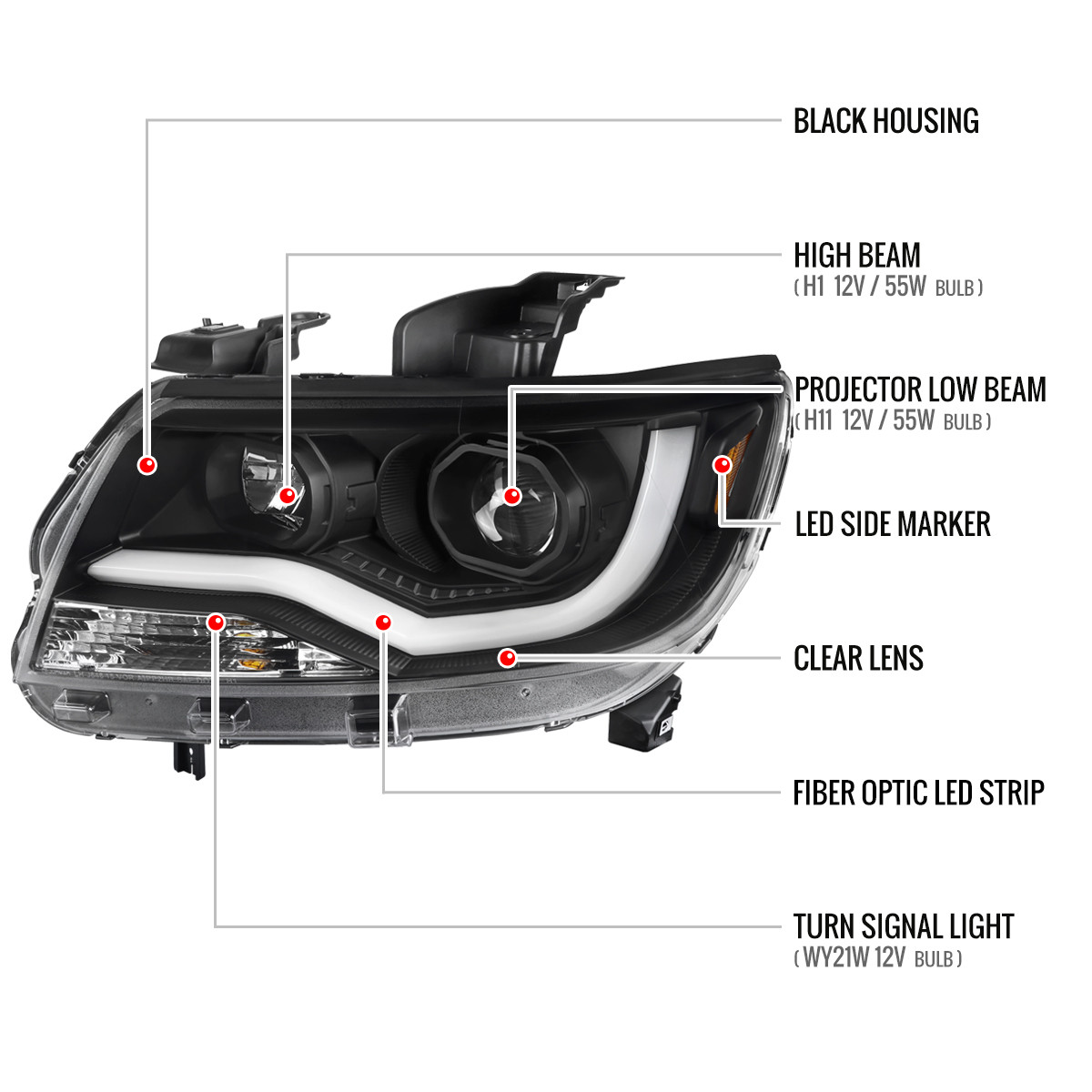 ✨美品✨ヘッド プログレス 153×ライド C-2 M 21-22 キャンバー 2015-2022 Chevrolet Colorado LED Bar Projector Headlights (Matte