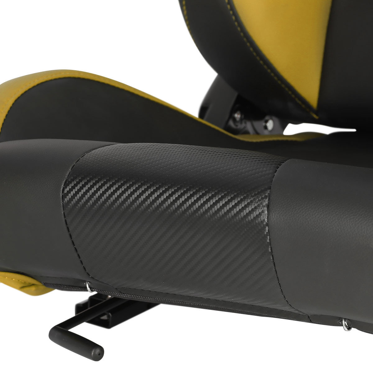 Fully Reclinable Black Yellow PVC Leather Carbon Fiber Style