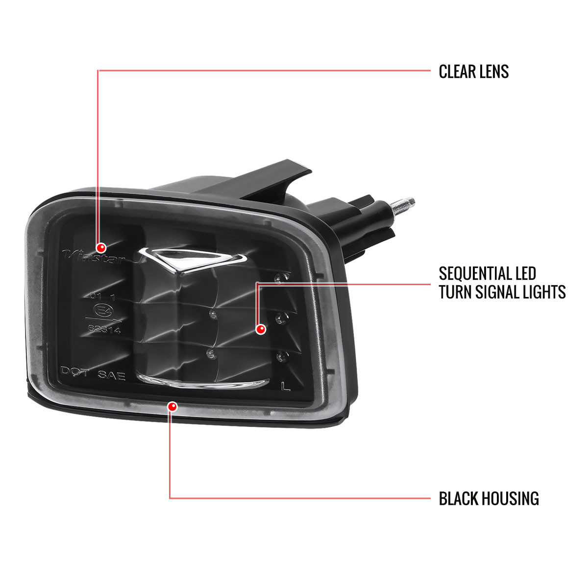 2015-2021 Subaru WRX / 2015-2017 WRX STI Sequential Front Bumper LED Turn Signal Lights (Matte Black Housing/Clear Lens)