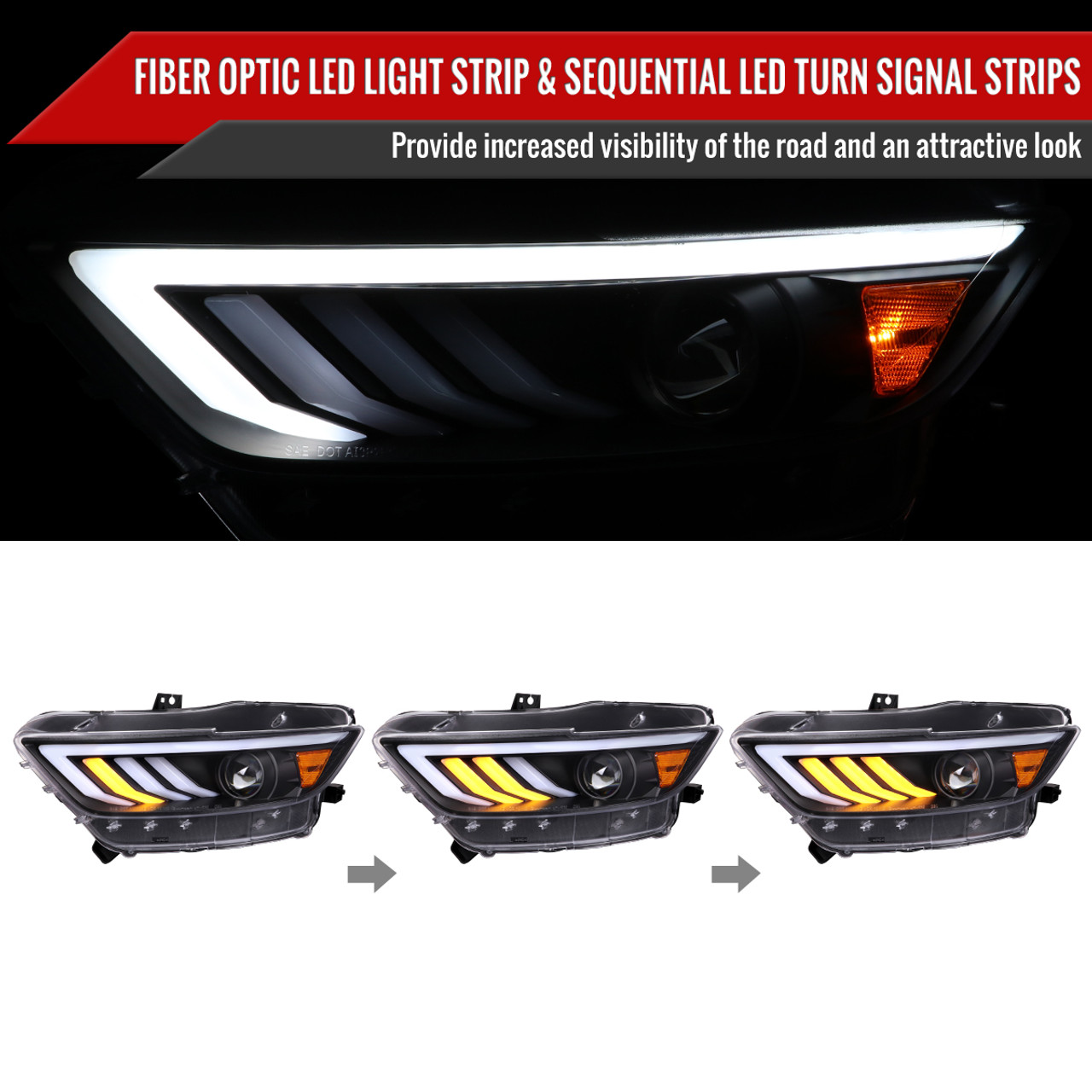 2015-2017 Ford Mustang HID-Type LED Sequential Turn Signal