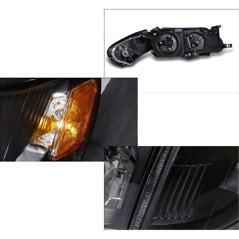 Pair Black & Amber Headlights For 2009-2010 Toyota Corolla - Epartsgogo Direct Replacement