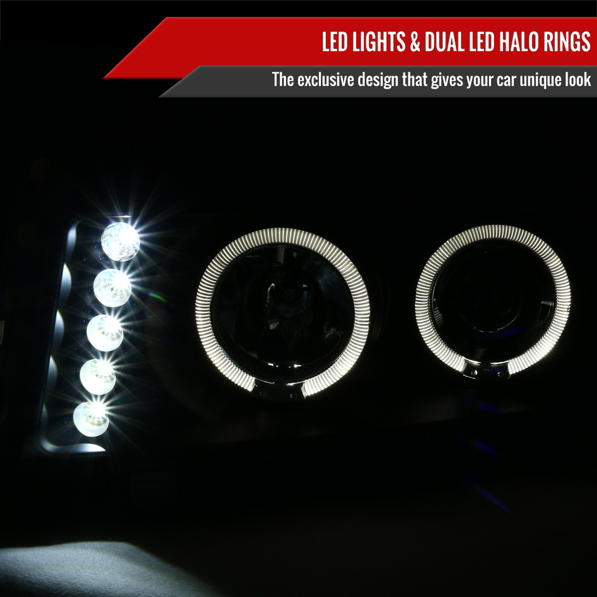 2004-2012 Chevrolet Colorado/ GMC Canyon Dual Halo Projector Headlights (Matte Black Housing/Clear Lens)