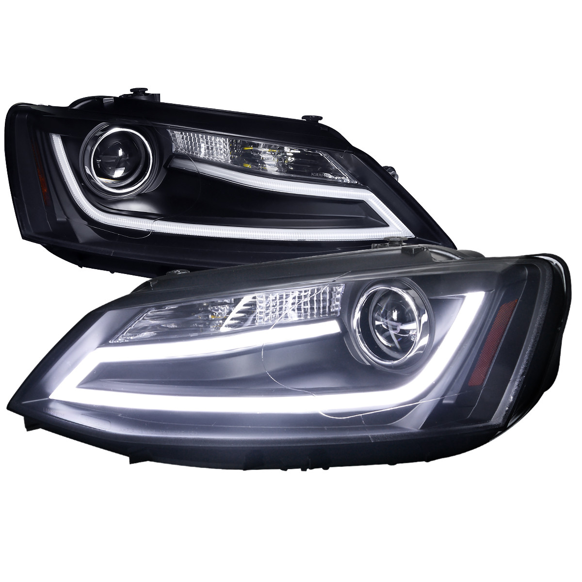 2011-2018 Volkswagen Jetta MK6 LED Bar Projector Headlights (Matte ...