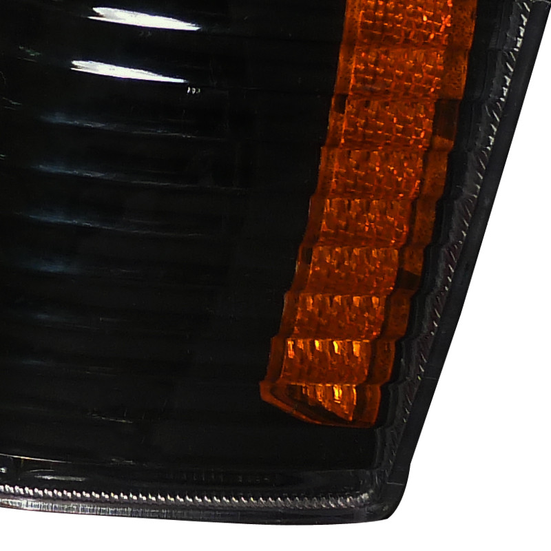 1993-1998 Jeep Grand Cherokee Corner Lights w/ Amber Reflectors (Matte Black Housing/Clear Lens)