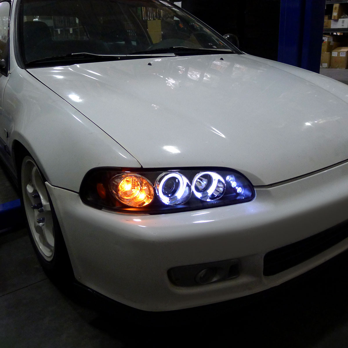 Superbautoparts Black Headlights + Corner Lights Pair For Honda Civic 4Dr EG 92-95