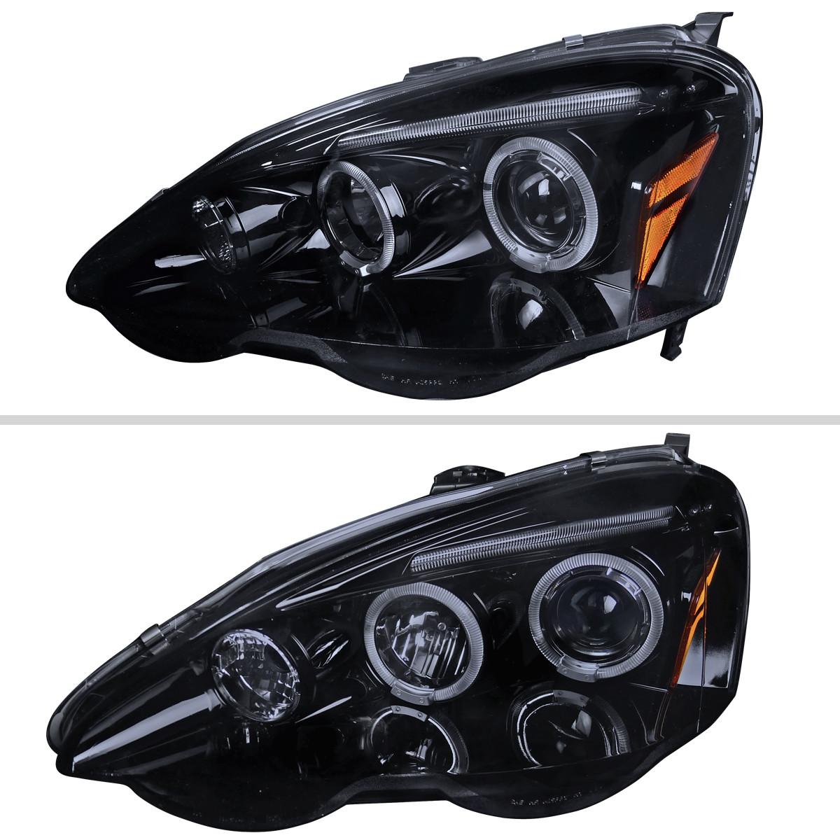 2002-2004 Acura RSX Dual Halo Projector Headlights (Glossy Black