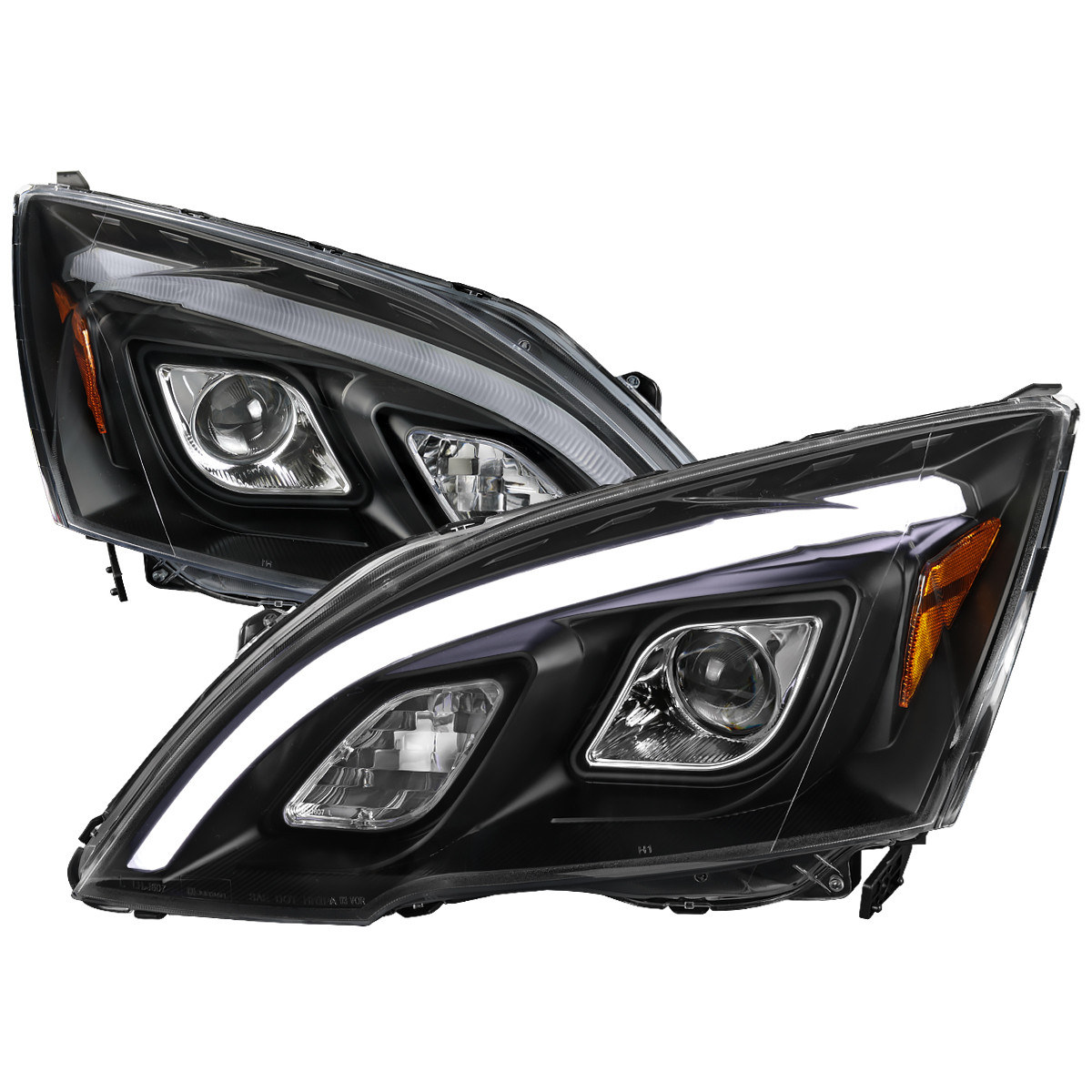 Pair Headlights For 2007-2011 Honda CR-V – Chrome Housing Halogen Replacement (DOT Certified)