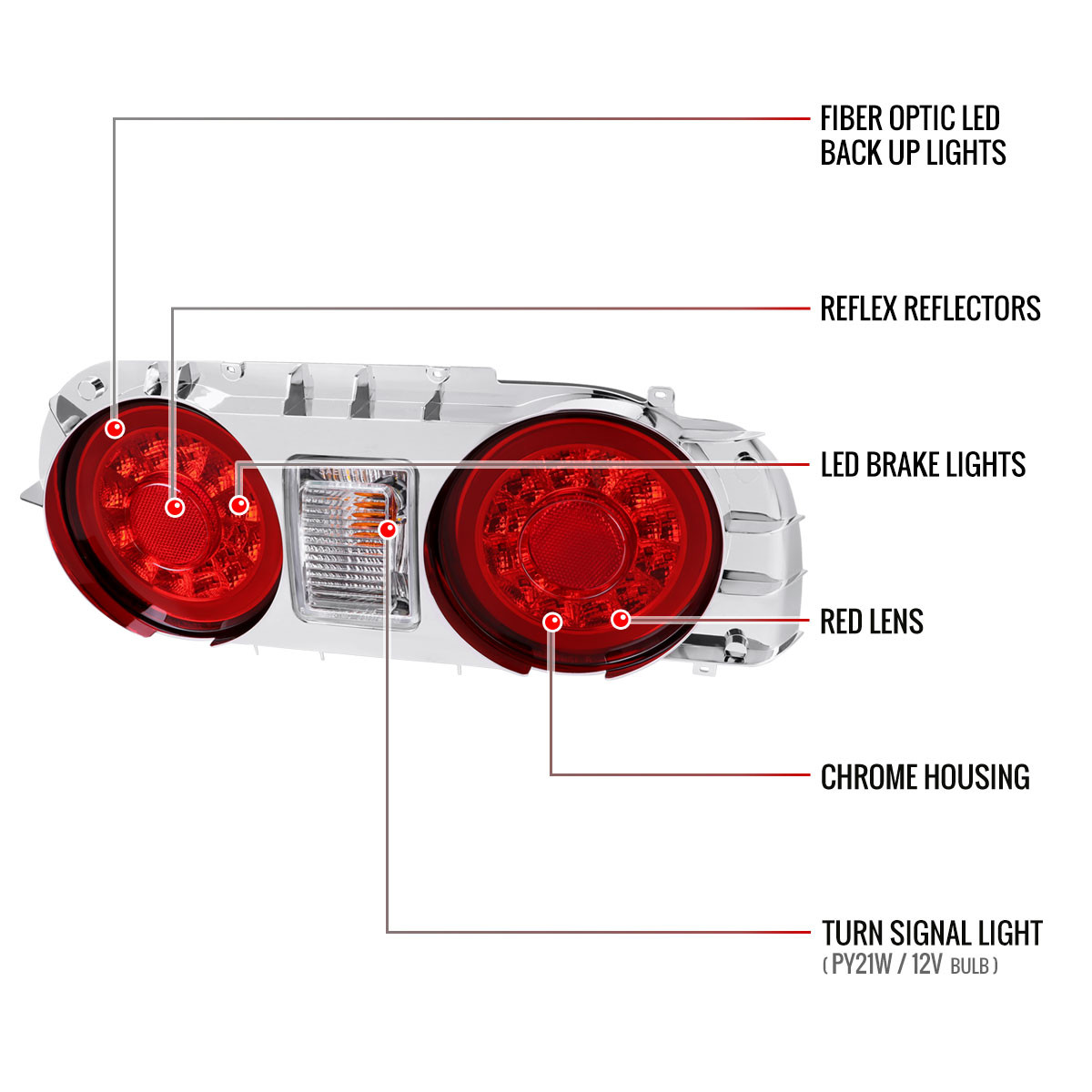 1989-1994 Nissan Skyline GT R32 JDM Red LED Tail Lights (Chrome 1989-1994 Nissan Skyline GT R32 JDM Red LED Tail Lights (Chrome