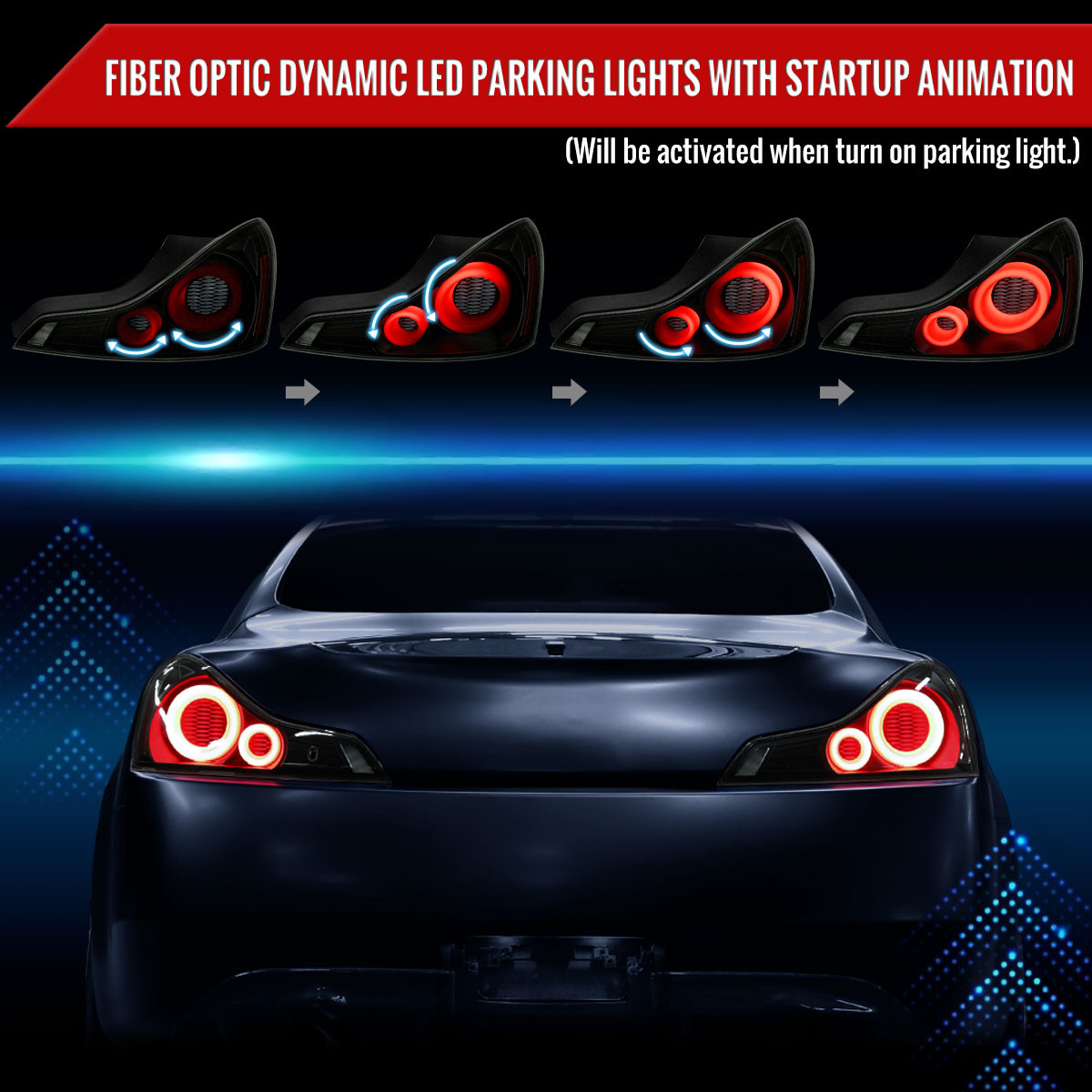 2008-2013 Infiniti G37/2014-2015 Q60 Coupe/Convertible Red LED