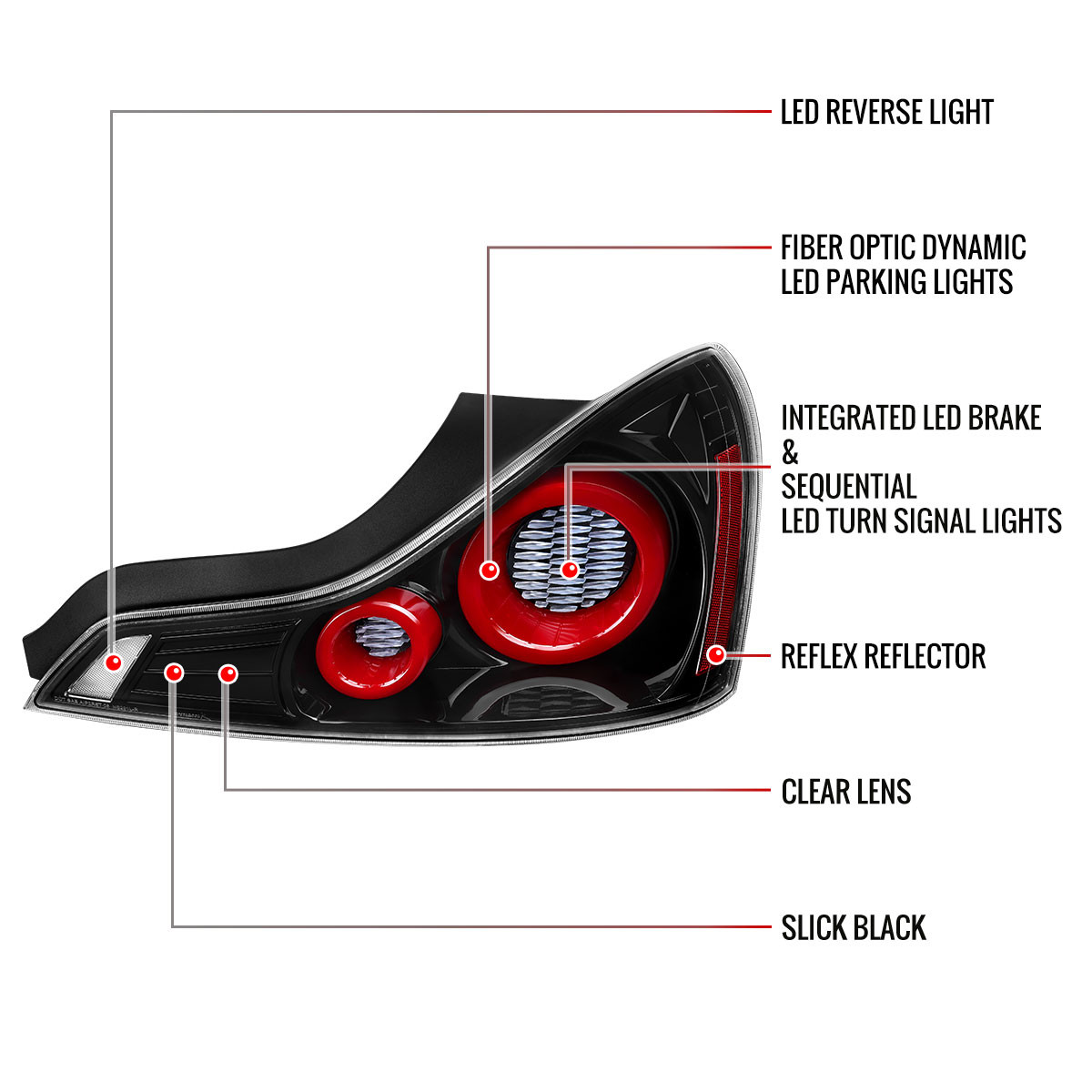 2008-2013 Infiniti G37/2014-2015 Q60 Coupe/Convertible Red
