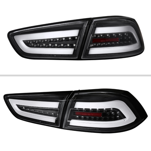 2008-2017 Mitsubishi Lancer / 2008-2015 Lancer EVO X Sedan LED Tail Lights (Matte Black Housing/Clear Lens)