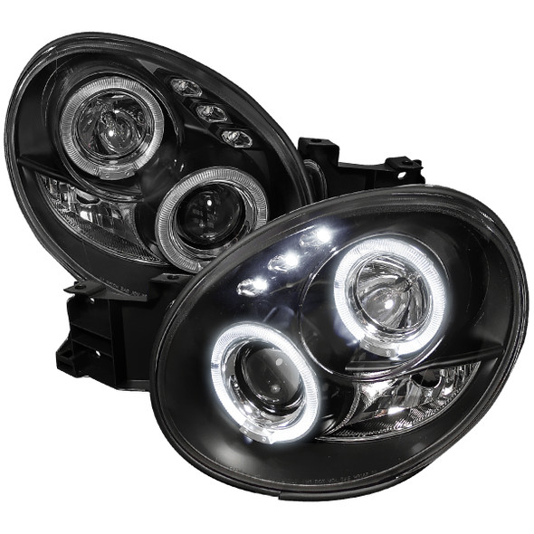 2002-2003 Subaru Impreza Dual Halo Bug Eye Projector Headlights (Matte Black Housing/Clear Lens)