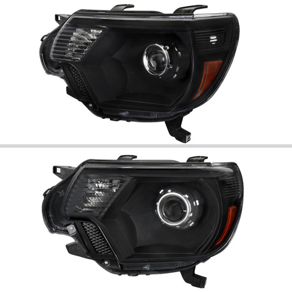 2012-2015 Toyota Tacoma Retro Style Projector Headlights (Matte Black Housing/Clear Lens)
