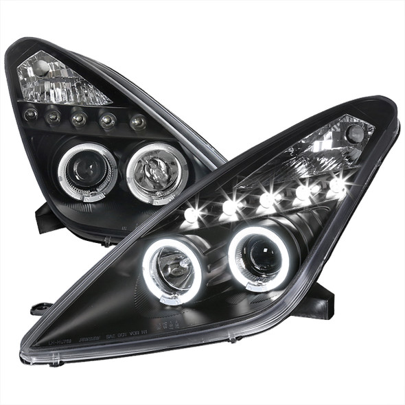 2000-2005 Toyota Celica Dual Halo Projector Headlights (Matte Black Housing/Clear Lens)