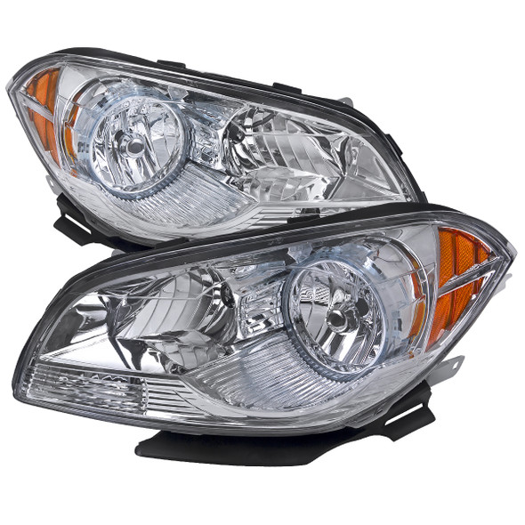 2008-2012 Chevrolet Malibu LS/LT/LTZ/Hybrid Crystal Headlights w/ Amber Reflectors (Chrome Housing/Clear Lens)