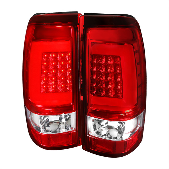 2003-2006 Chevrolet Silverado LED Tail Lights - G2 (Chrome Housing/Red Clear Lens)