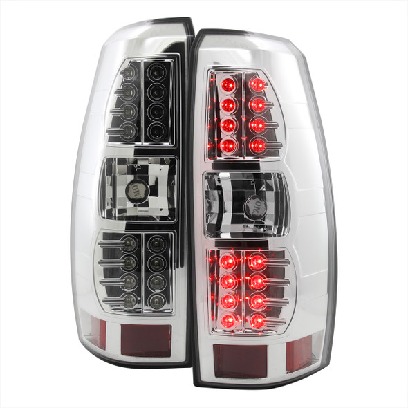 2007-2012 Chevrolet Avalanche LED Tail Lights (Chrome Housing/Clear Lens)